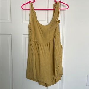 NWPT Pink Lily Yellow Tie Sleeve Linen Romper